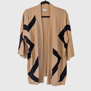 100% Cotton Chevron Cardigan XL Camel Black Open Front Mercer Street Layering